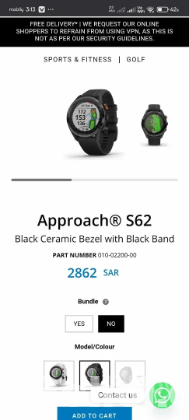 Garmin Approach S62 Watch For Sell